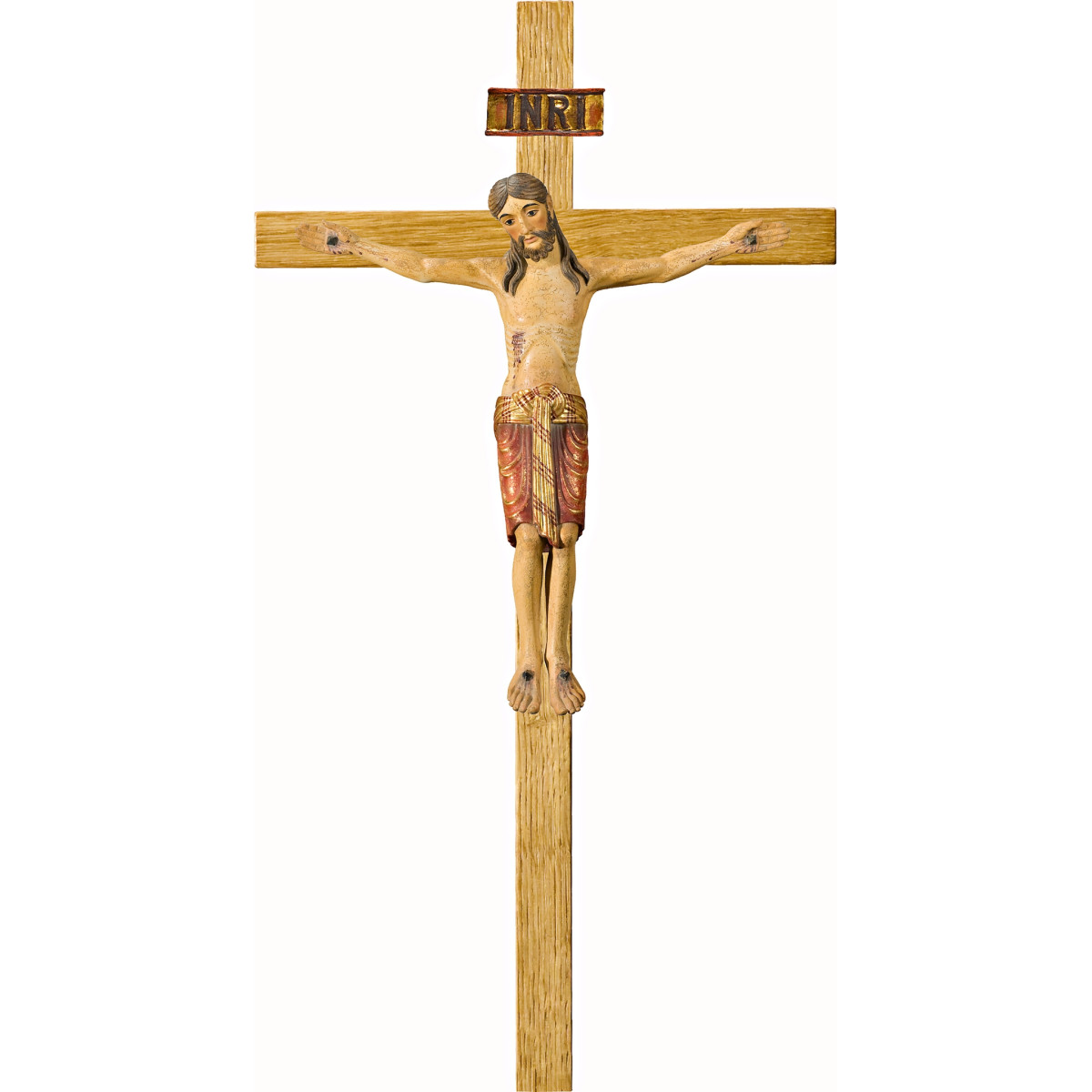 Cristo Románico en cruz de roble